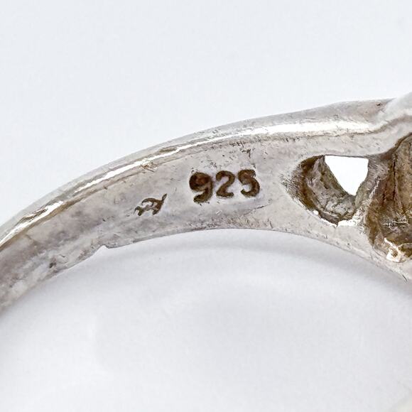 Vintage Sterling Silver 925 Concentric Heart Ring Size 8.5 - Picture 7 of 10
